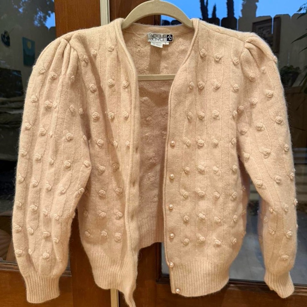 Vintage Baby Pink Wool Cardigan